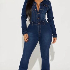 Dark Blue Denim Jumpsuit